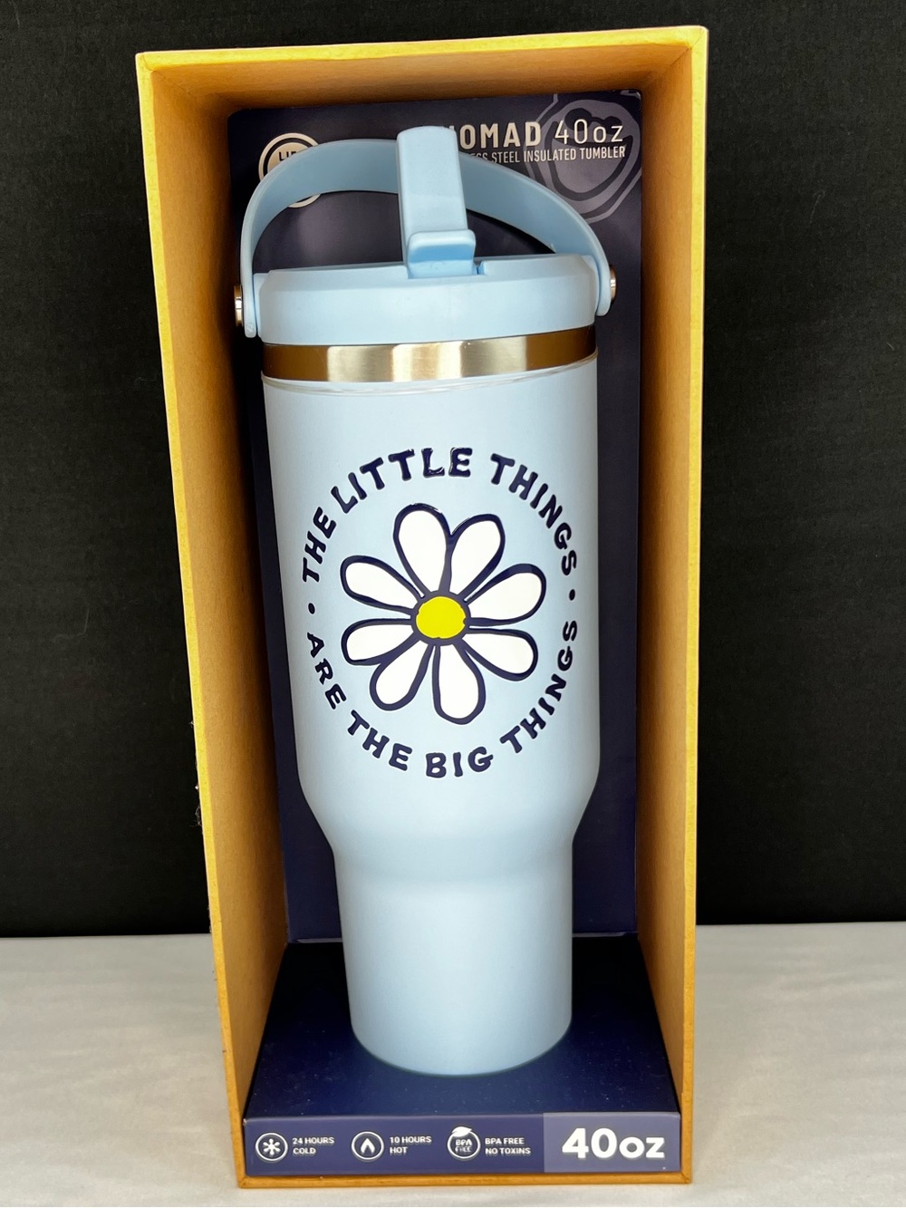 Life is Good - ‘Daisy- light blue’ 40oz insulted H20 bottle. NWT. Firm!